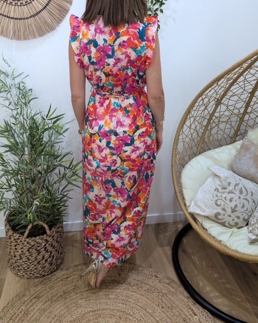 Robe longue femme fleurie multicolore fluide été Solange