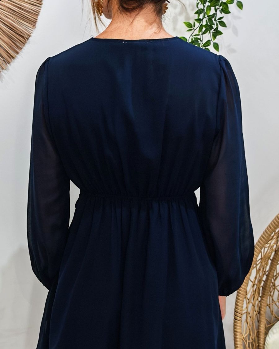  Robe courte femme unie bleu marine Gabrielle
