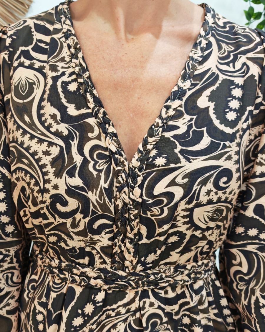  Robe femme à motifs marron et beige Alva