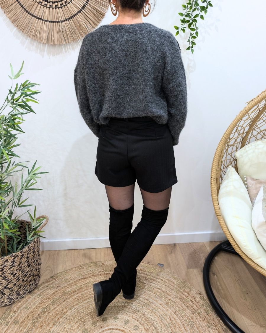 Short femme noir strass noirs Emyra