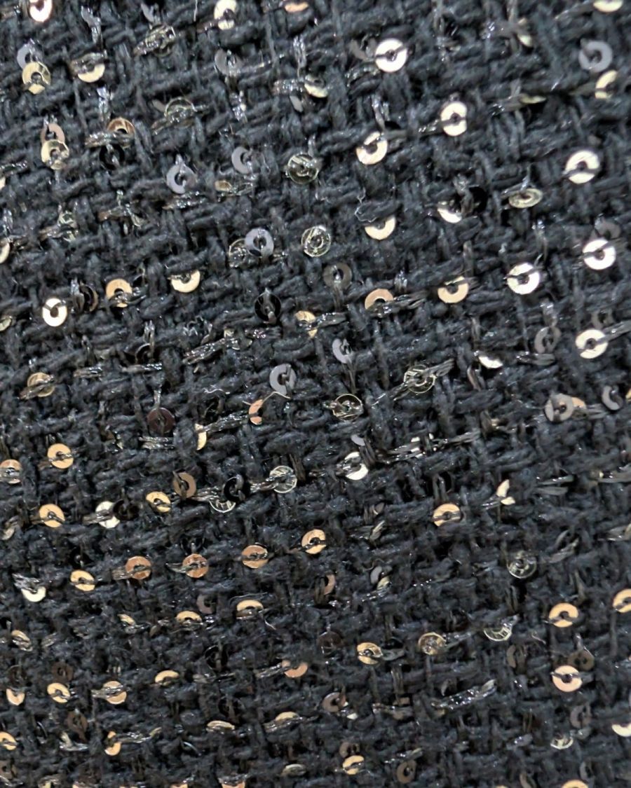 Short femme tweed noir sequins argentés Suzanne