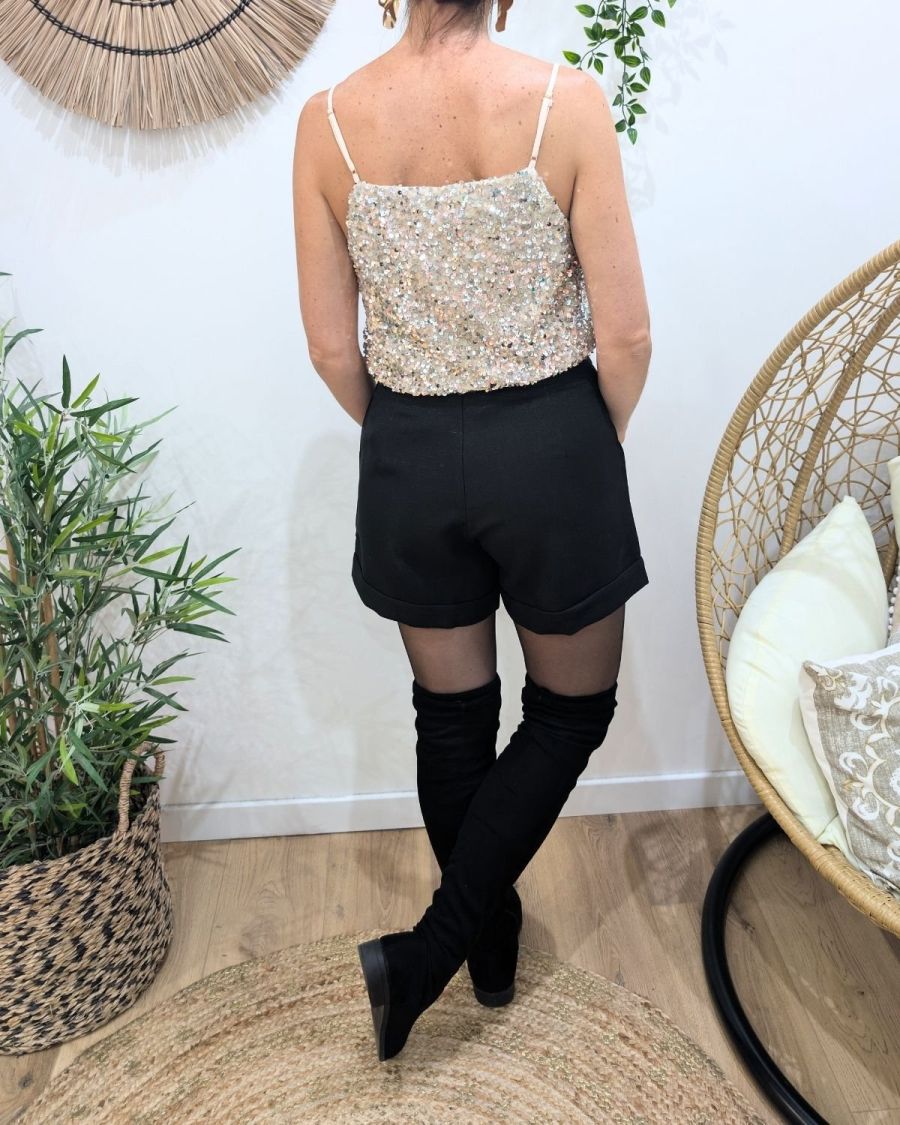 Top femme à sequins argents Amal