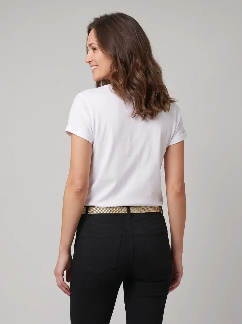 T-Shirt broderie coeur dégradé doré