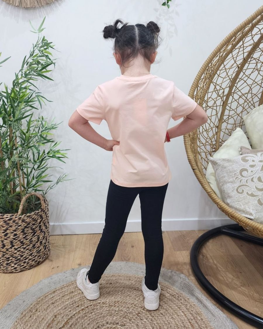 T-Shirt enfant rose poudré Telle mère telle fille blanc