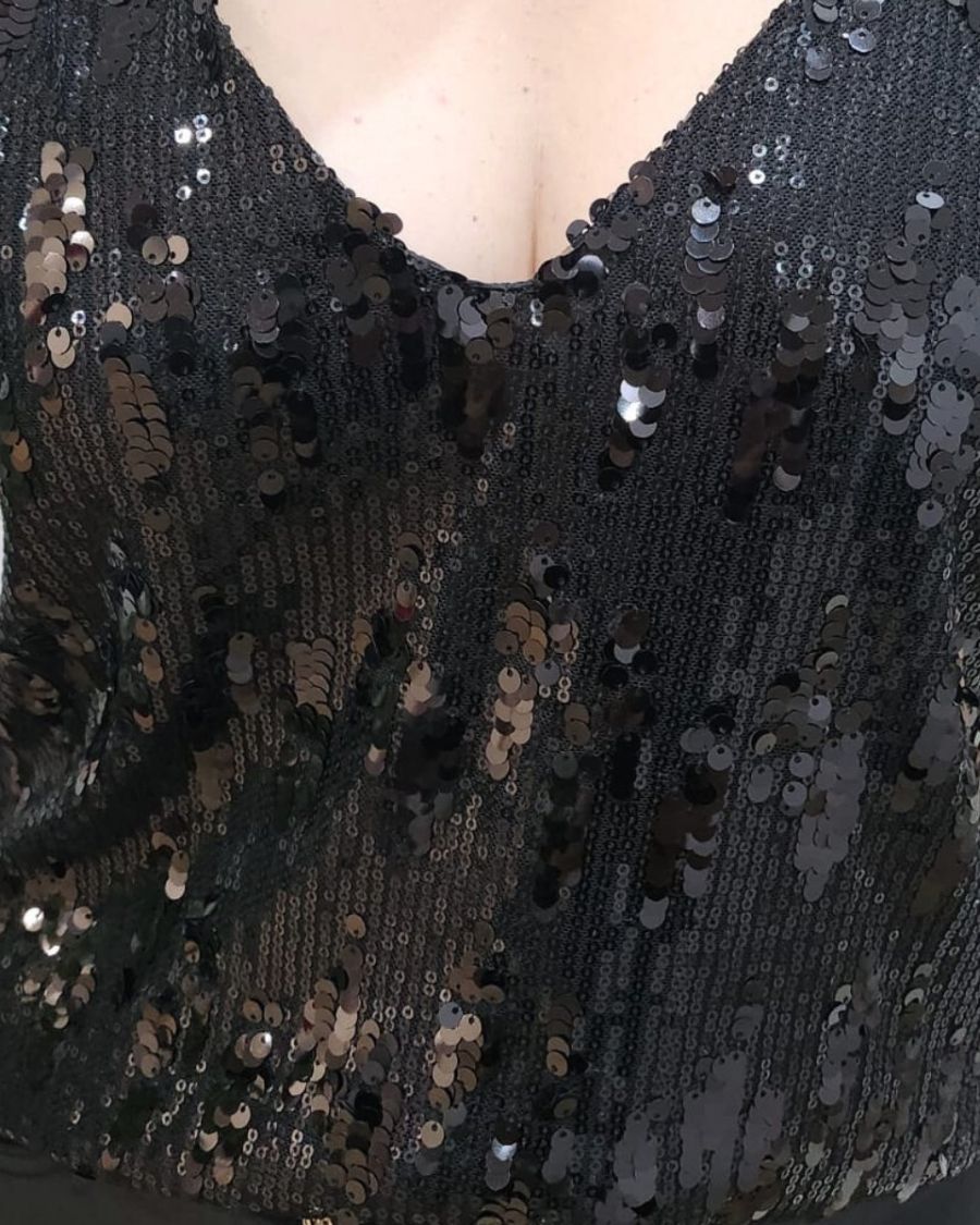 Top femme noir à sequins Cassiane