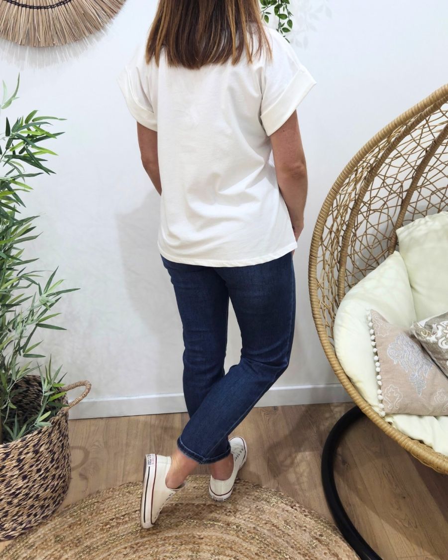 T-Shirt femme blanc éclair python léopard doré