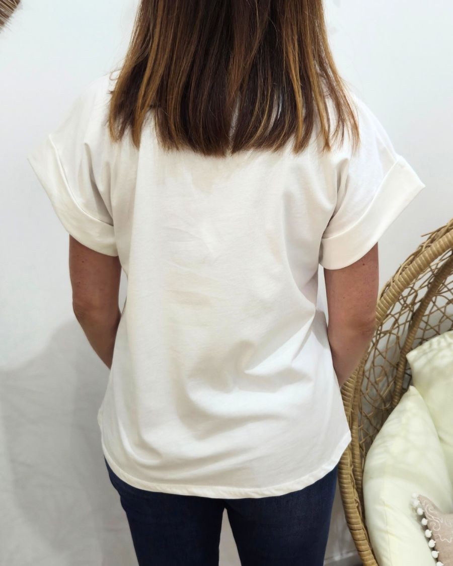 T-Shirt femme blanc éclair python léopard doré
