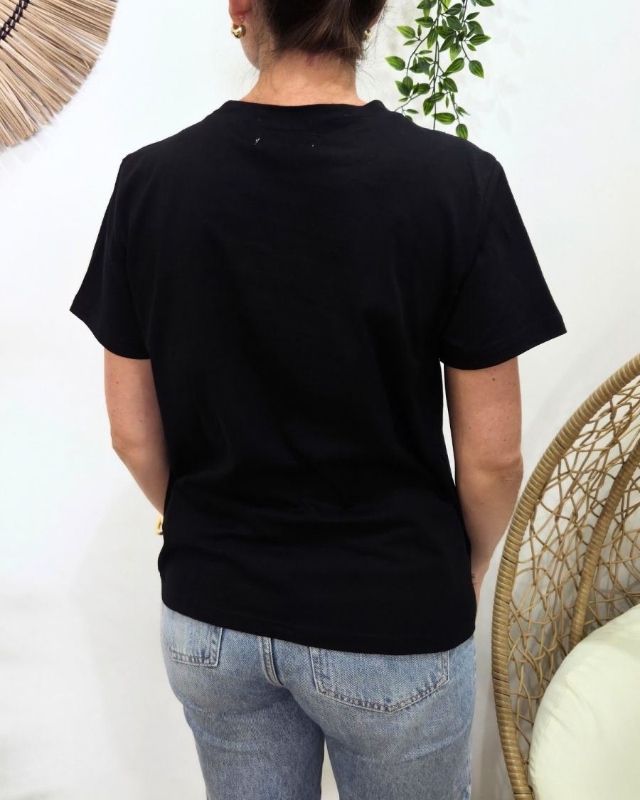 T-Shirt femme noir Féline