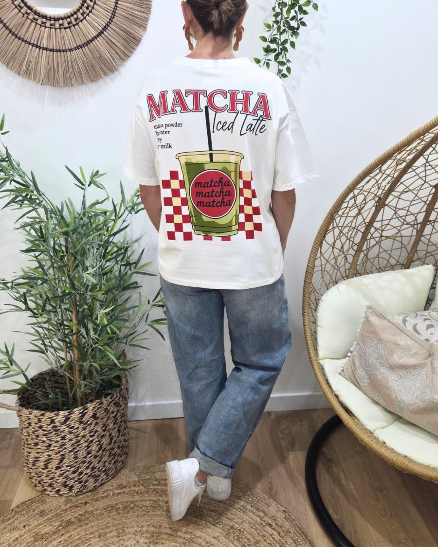 T-shirt femme Matcha Iced Latte blanc