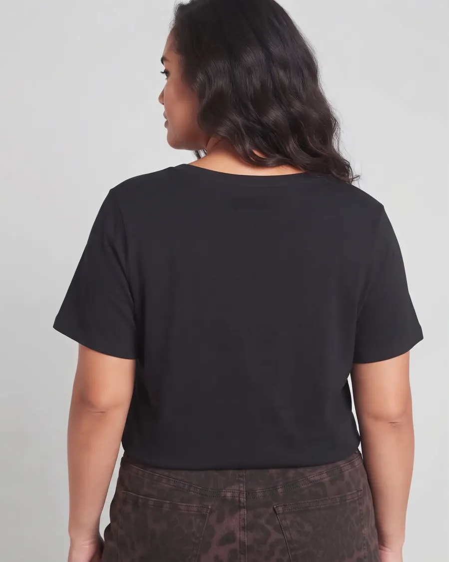 T-Shirt grande taille femme Iconic rock léopard paillettes dorées