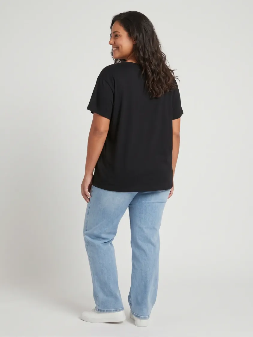 T-Shirt grande taille femme La vie est belle rayures léopard