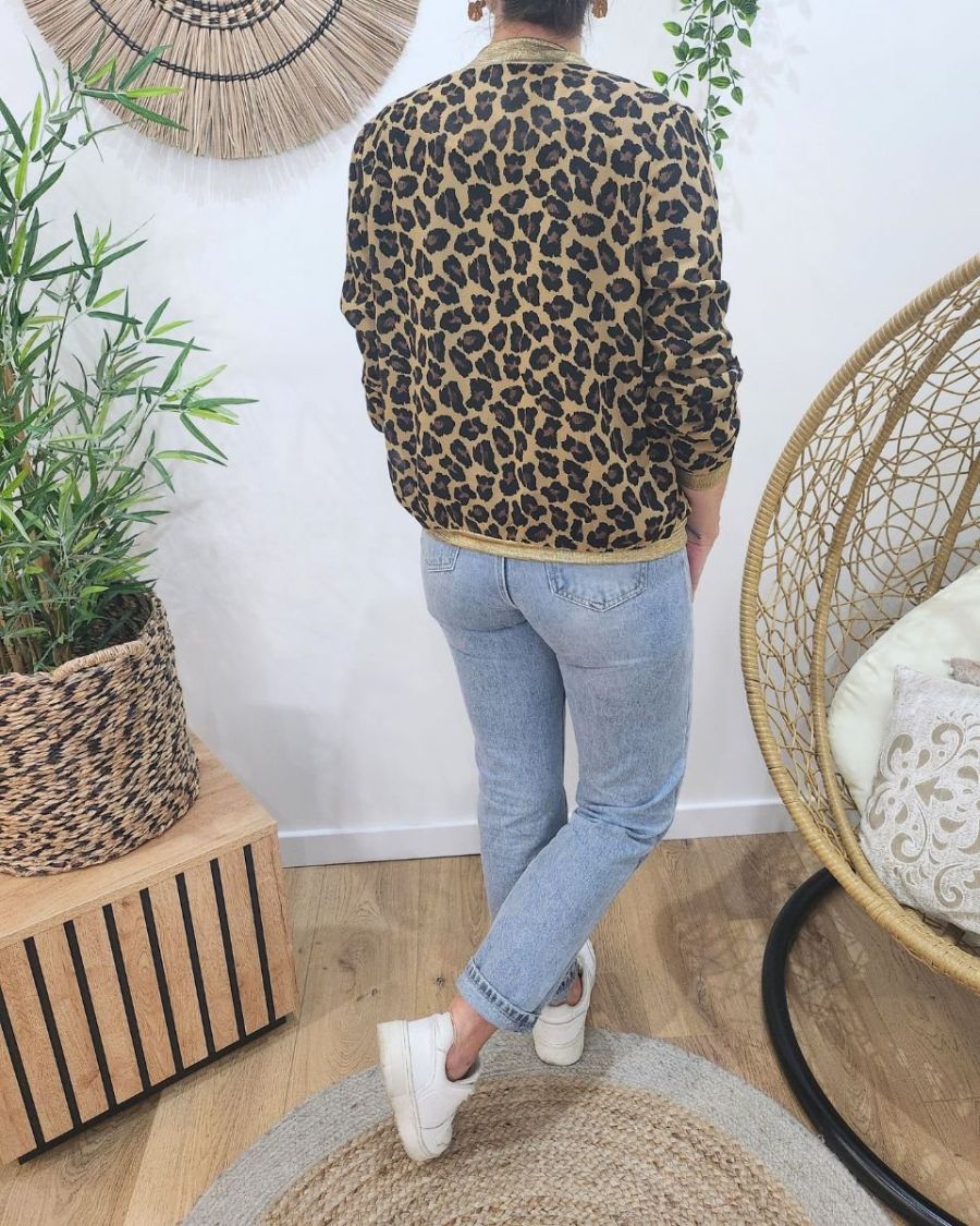 Bombers femme léopard camel