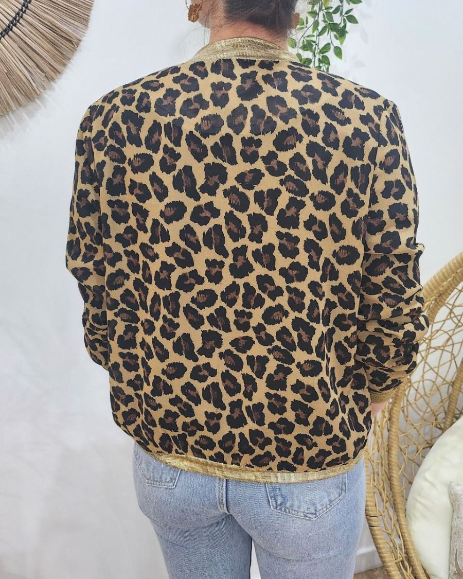 Bombers femme léopard camel