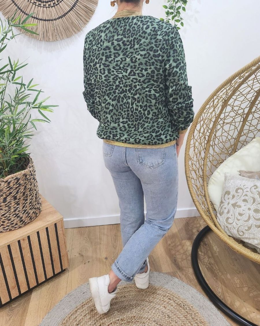 Bombers femme léopard vert et noir