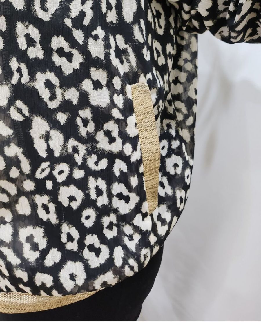 Bombers femme noir léopard beige liseré brillant