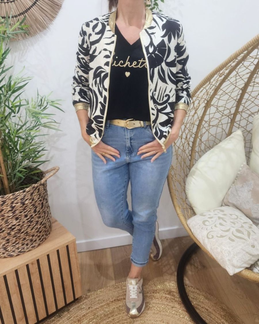 Bombers femme noir et écru Fabiola