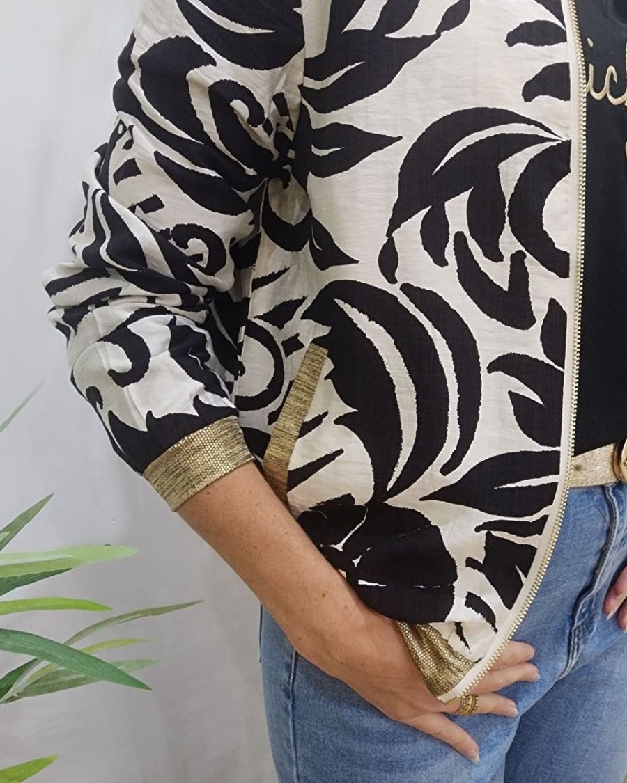 Bombers femme noir et écru Fabiola