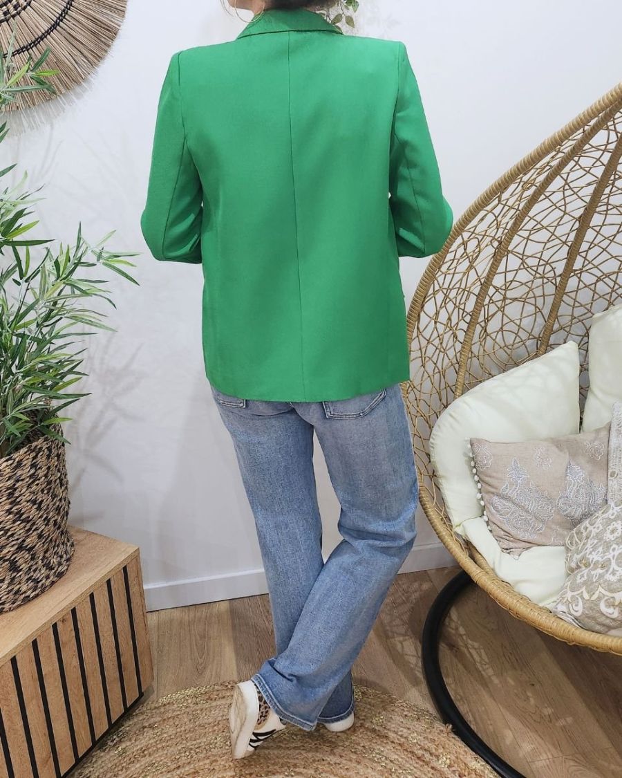 Blazer femme officier vert gazon boutons dorés