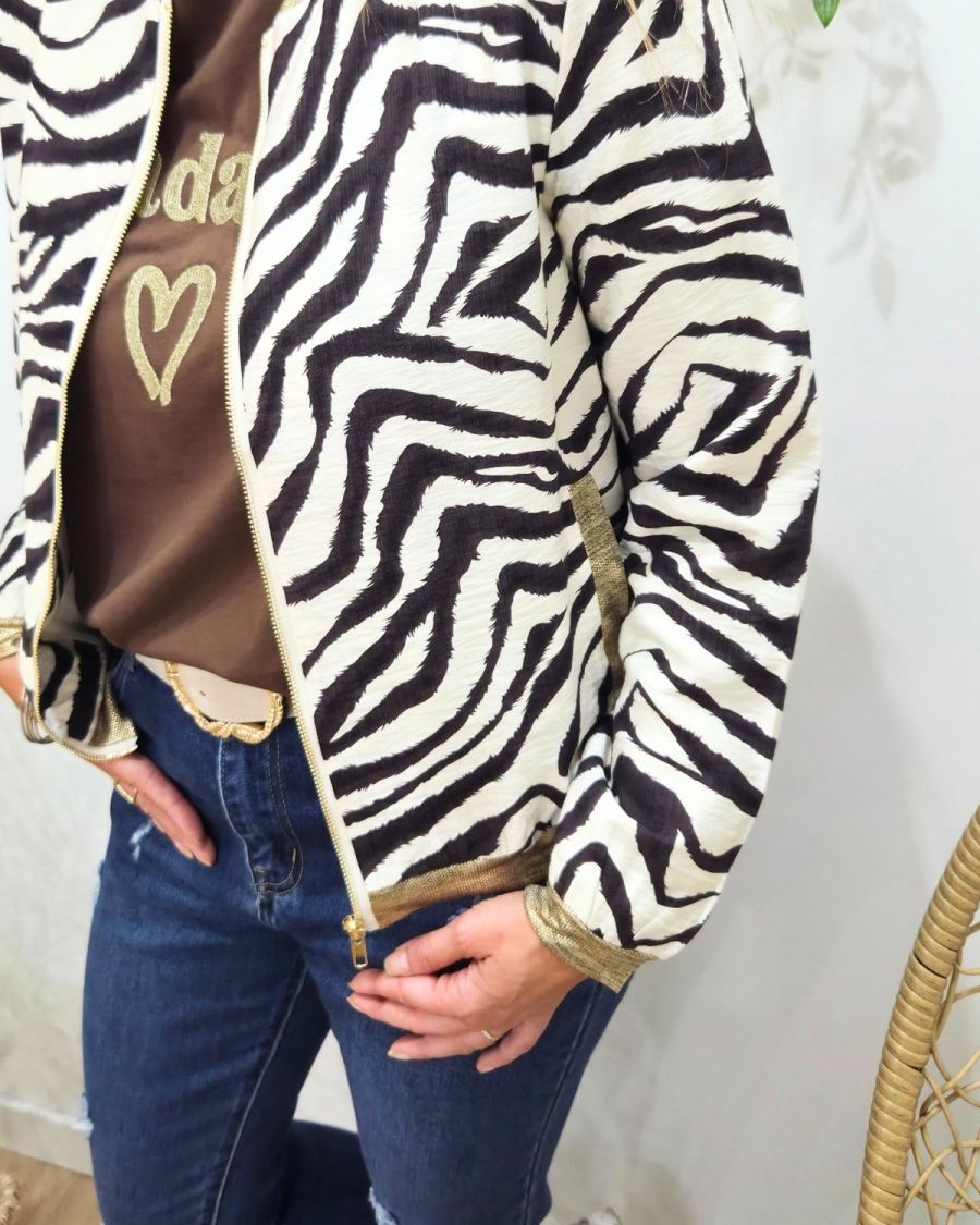 Bombers femme écru zebrures marrons choco Domitille