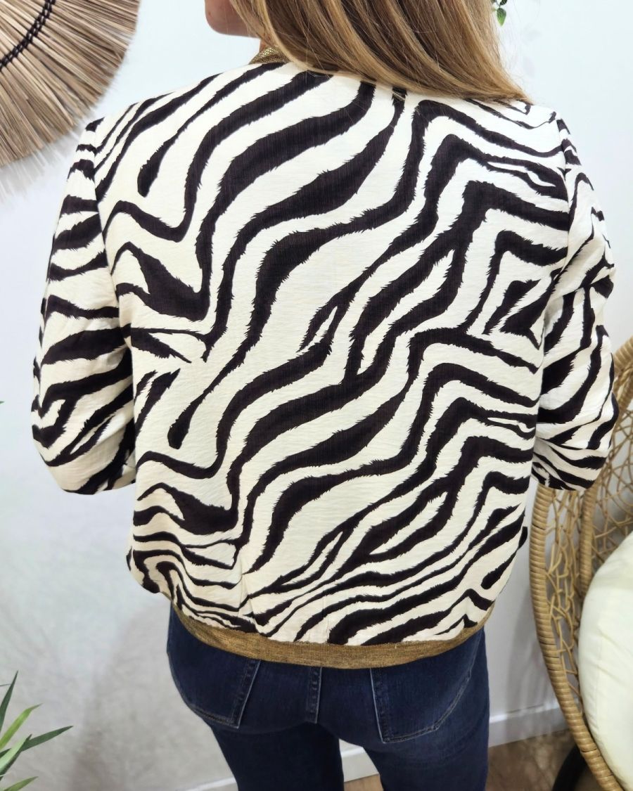 Bombers femme écru zebrures marrons choco Domitille