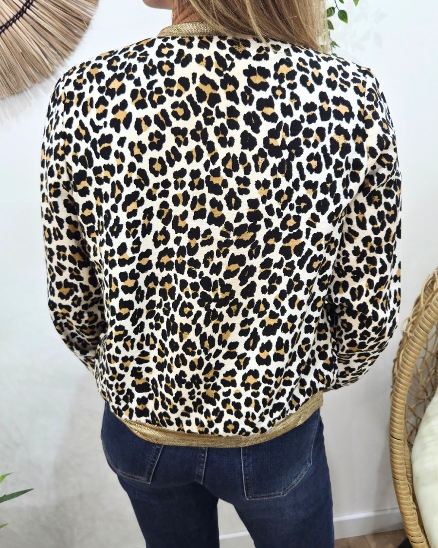 Bombers femme beige léopard camel et noir Harmonia