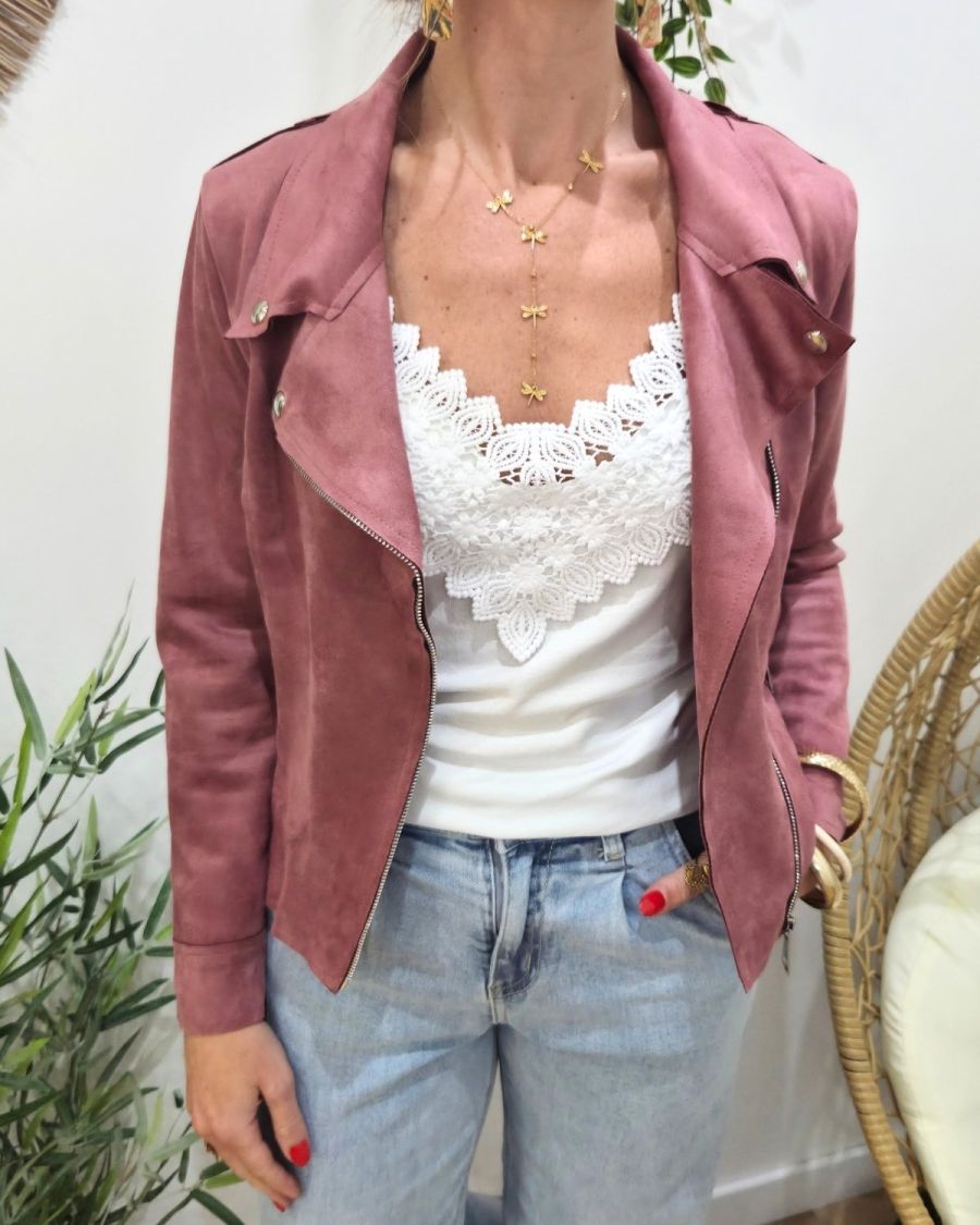 Perfecto femme fin suédine bois de rose