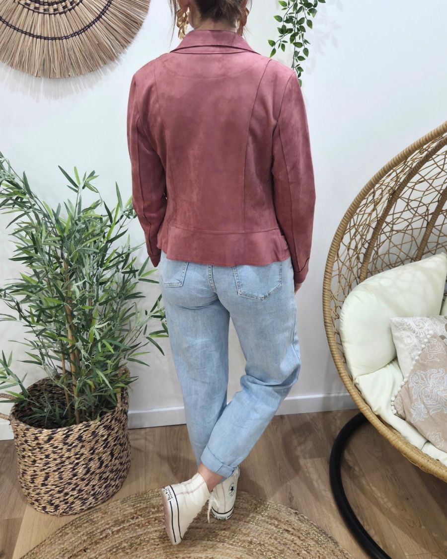 Perfecto femme fin suédine bois de rose