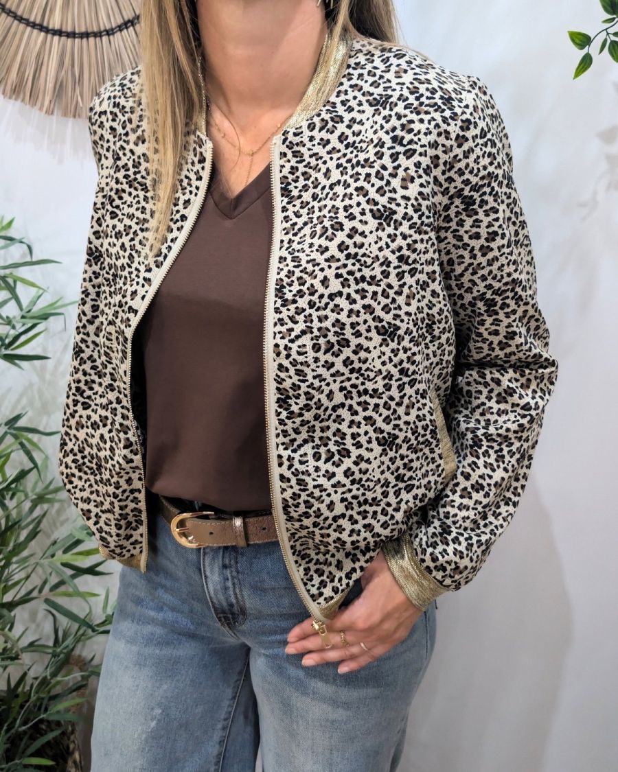 Bombers femme léopard beige et camel Gioia