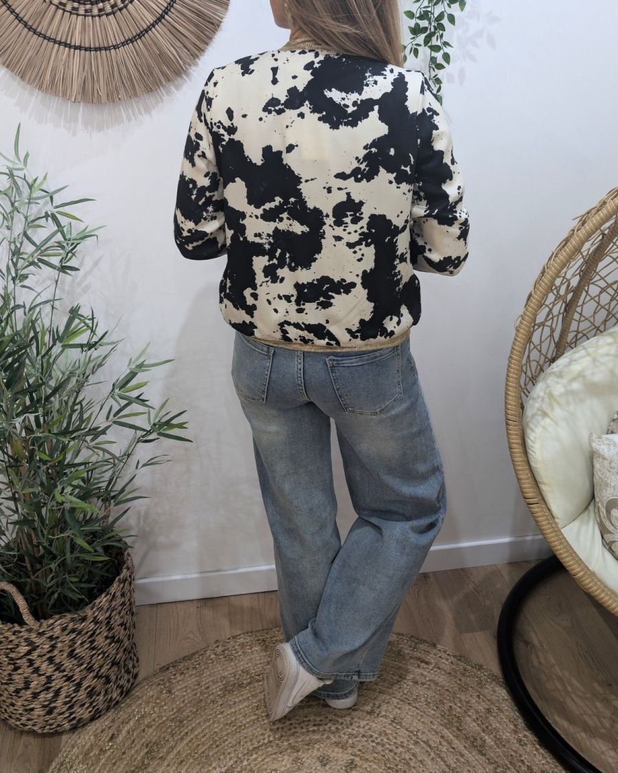 Bombers femme noir et beige Novella
