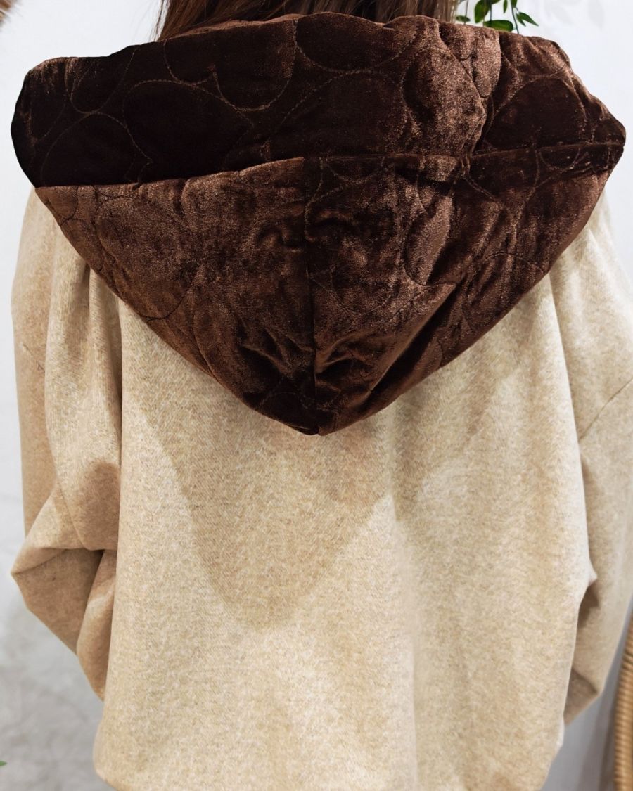 Veste femme chinée à capuche velours Eulalie
