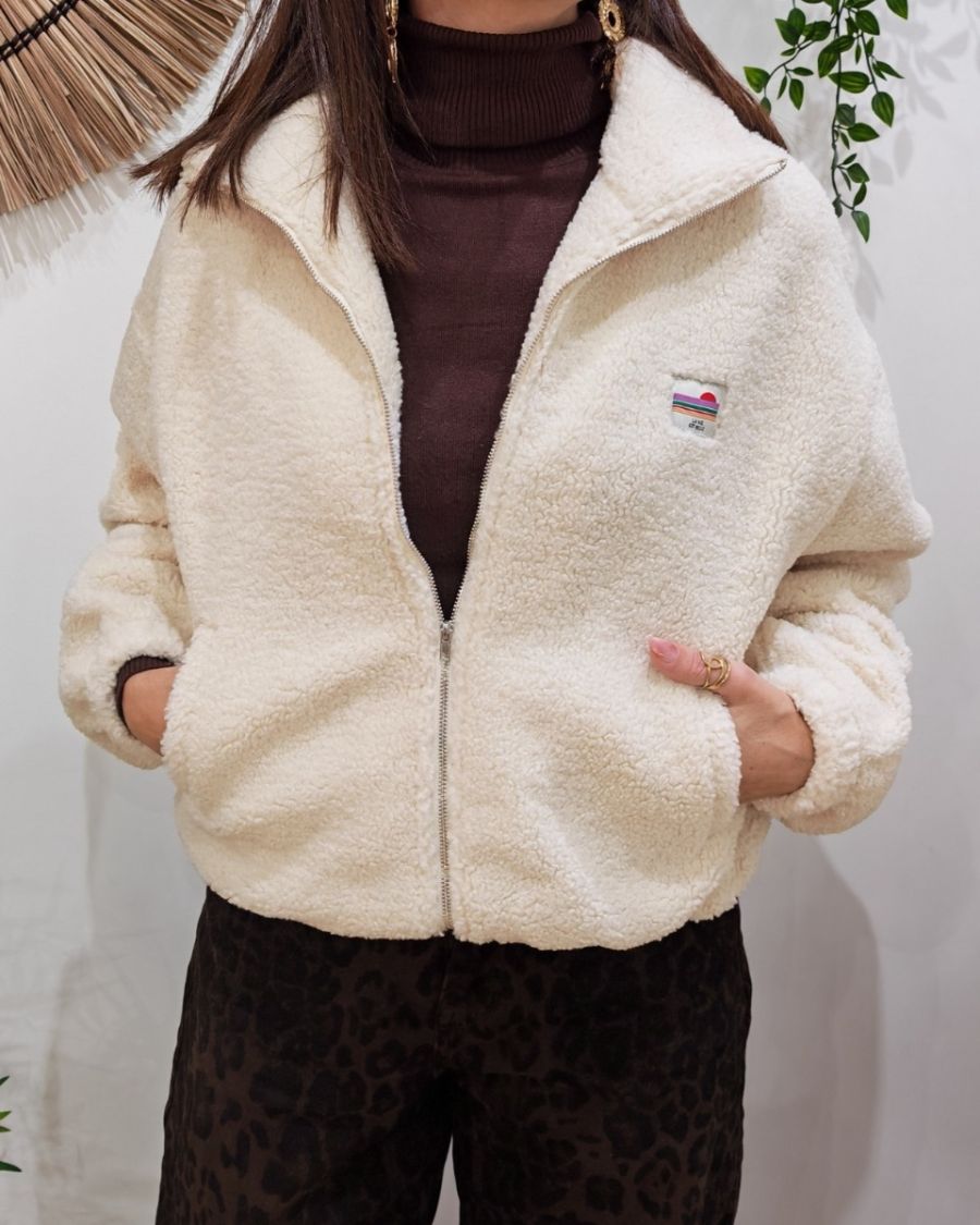 Veste polaire femme beige zippée La vie est belle