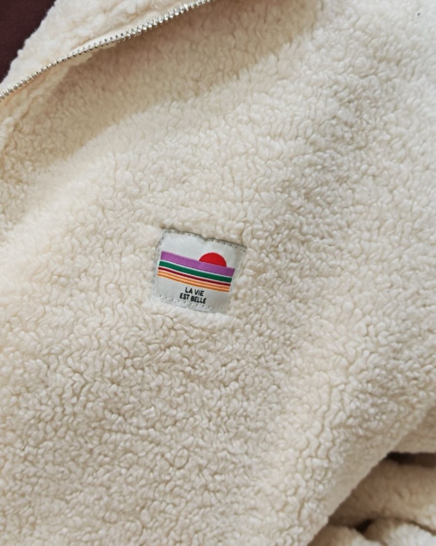 Veste polaire femme beige zippée La vie est belle