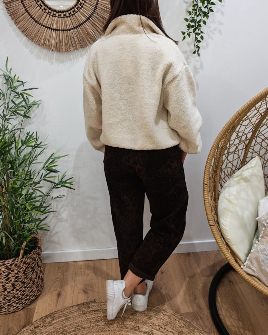 Veste polaire femme beige zippée La vie est belle
