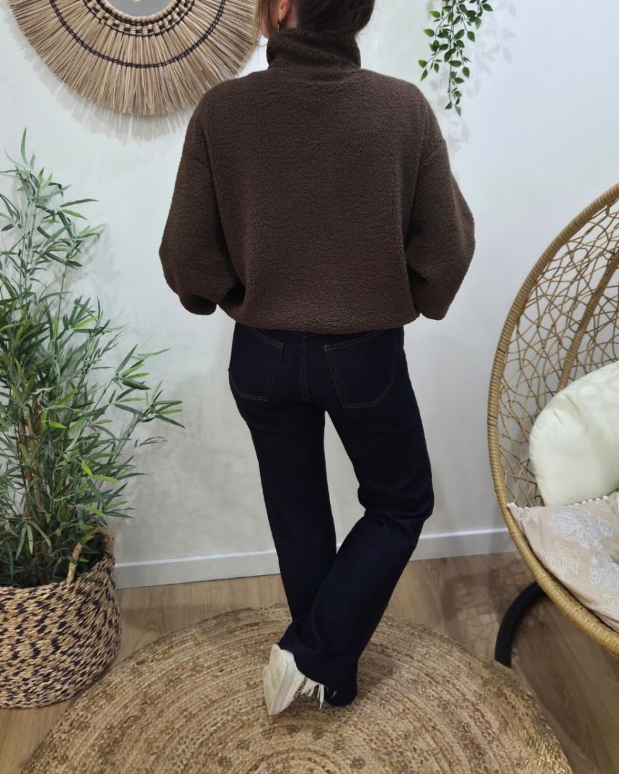 Veste polaire femme marron choco zippée La vie est belle