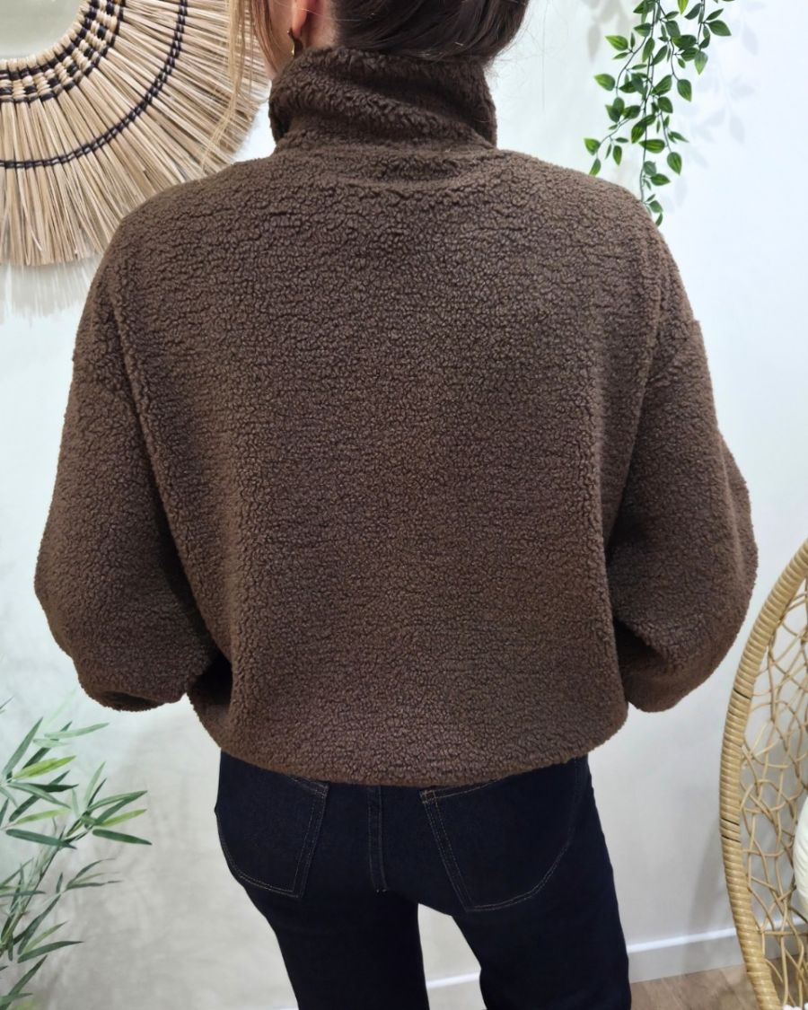 Veste polaire femme marron choco zippée La vie est belle