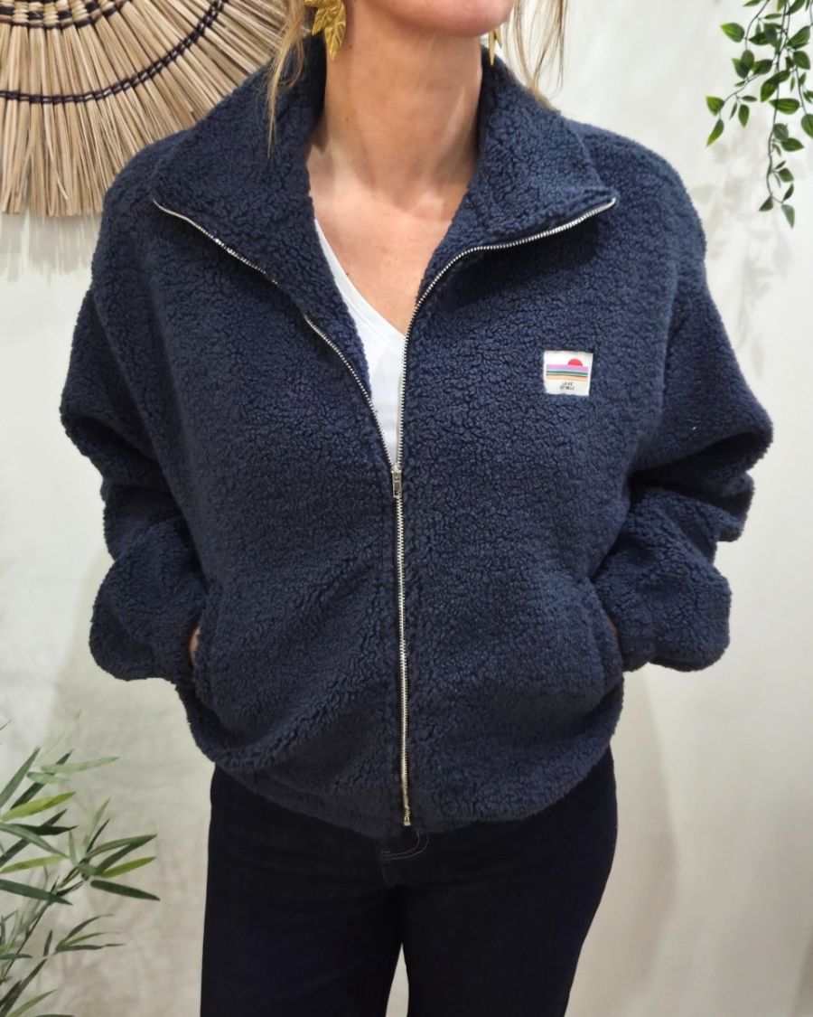 Veste polaire femme bleu marine zippée La vie est belle