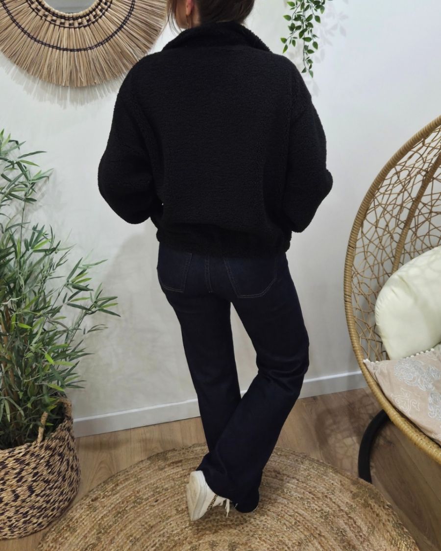 Veste polaire femme noire zippée La vie est belle