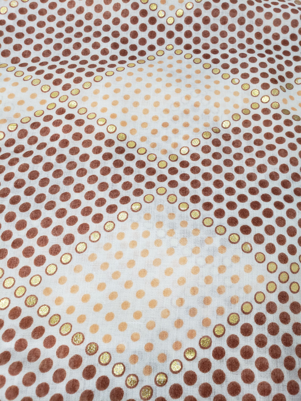 Echarpe à pois terracota blanche rose et dorée