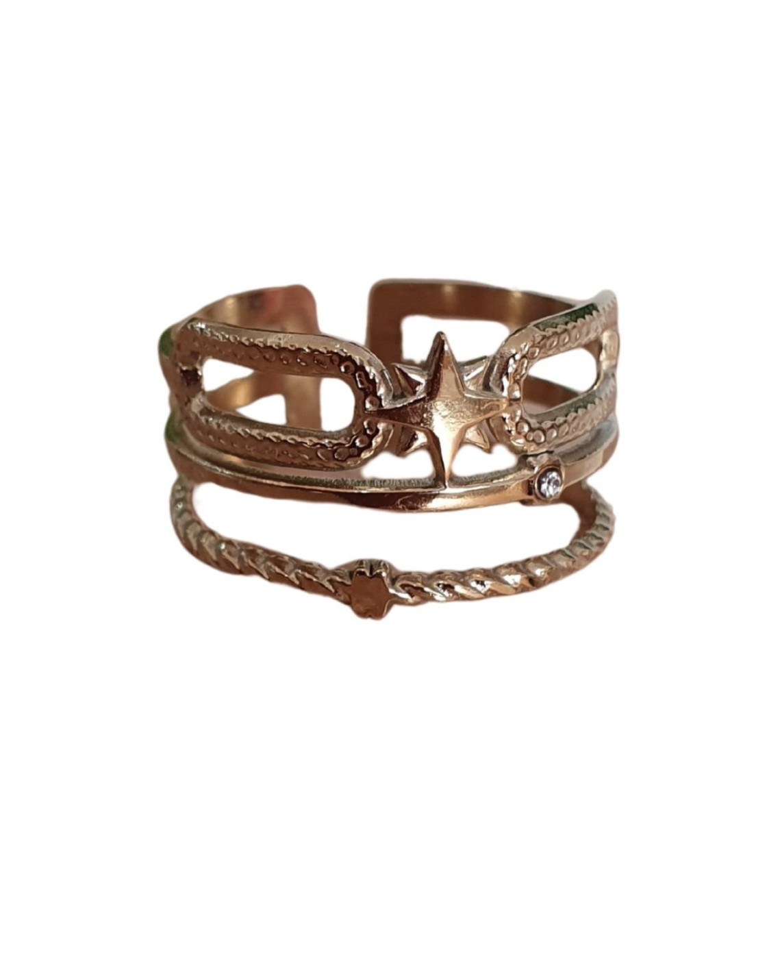 Bague femme acier doré Lucinda