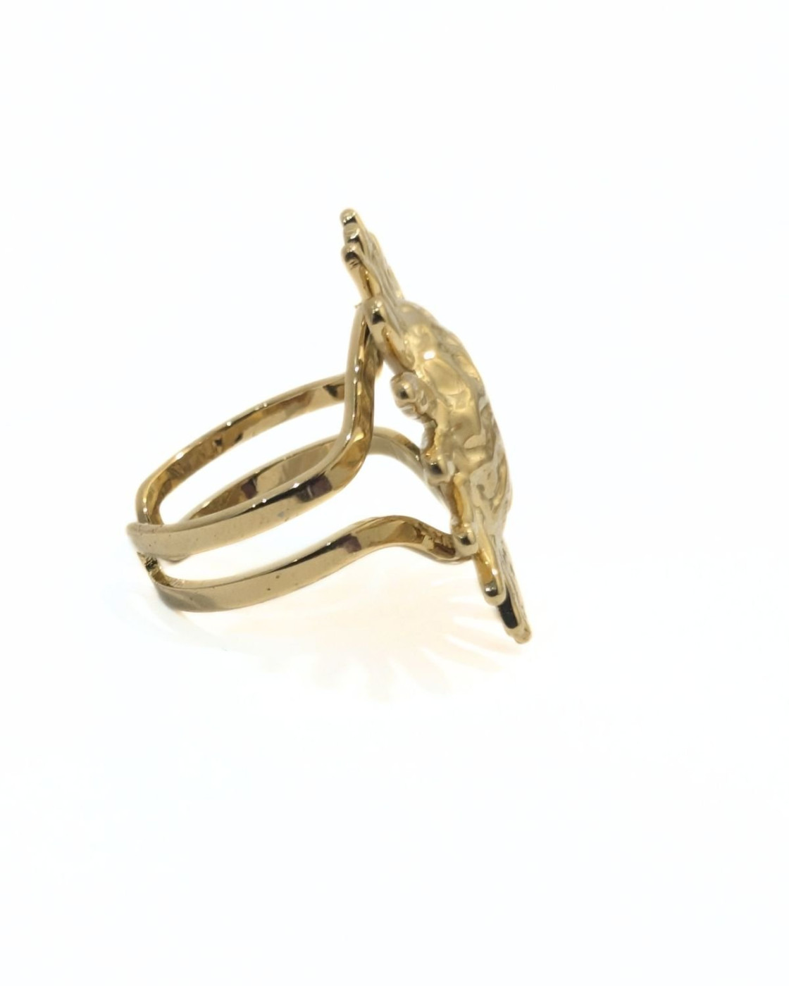 Bague femme acier doré soleil