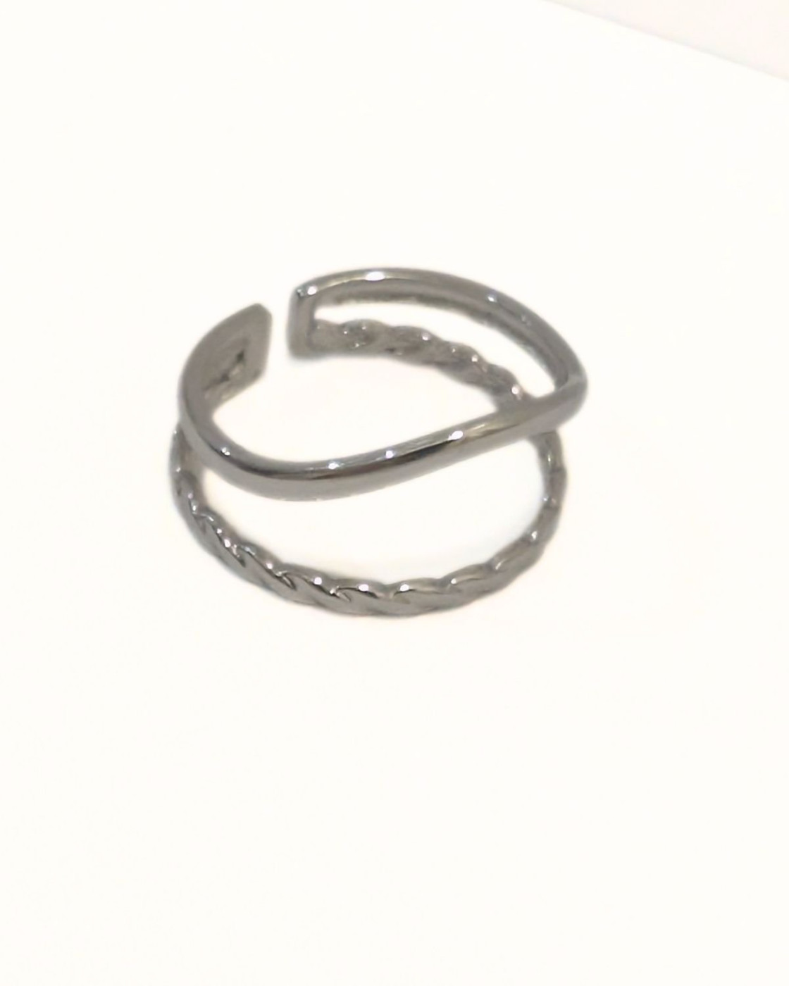 Bague femme acier argenté double Juna