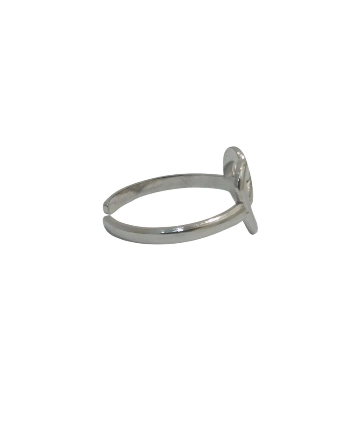 Bague femme acier argenté coeur bretzel