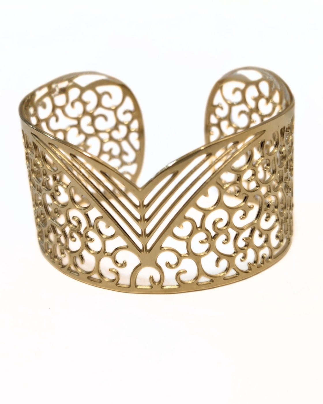 Bracelet manchette doré acier inoxydable Azalée