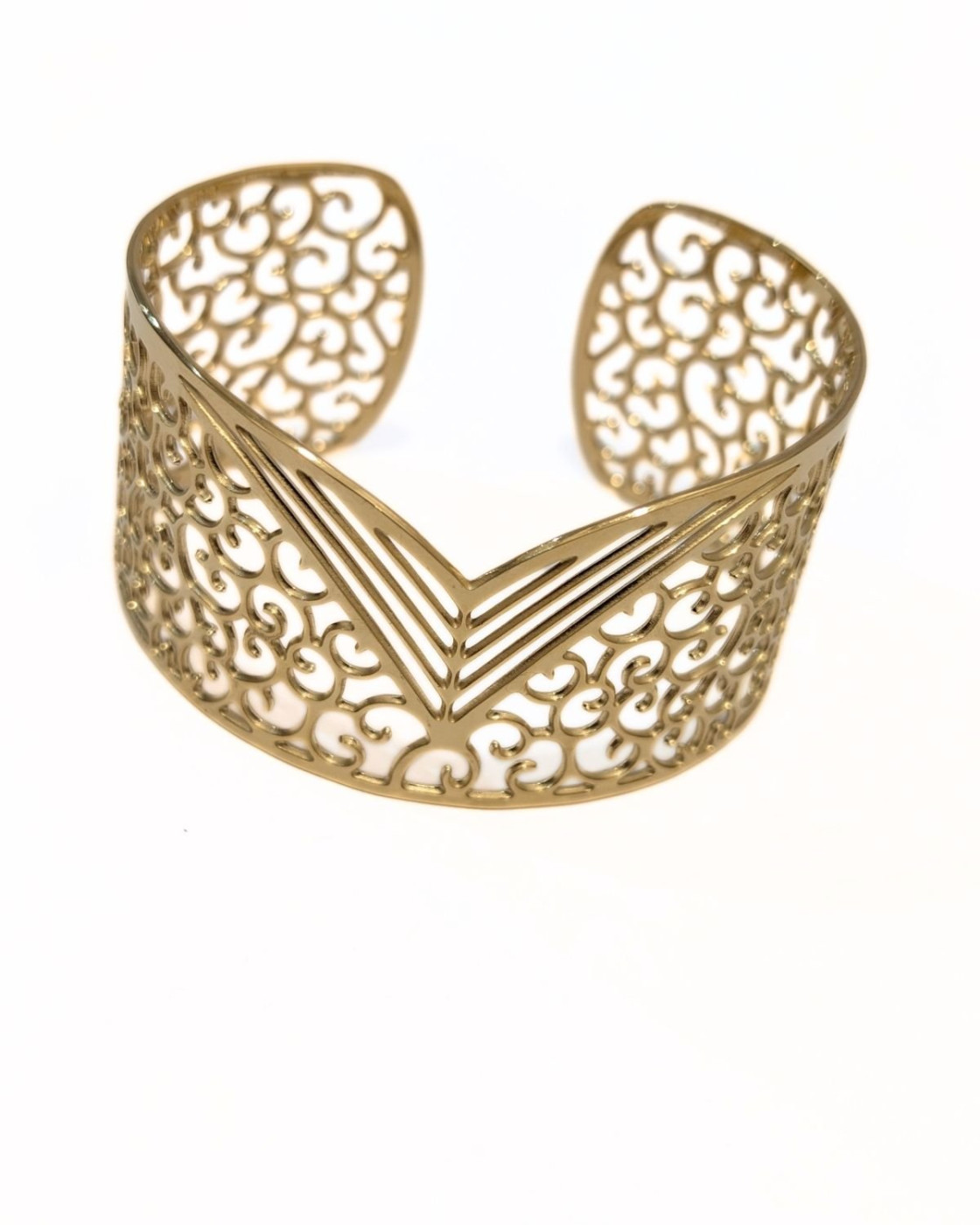 Bracelet manchette doré acier inoxydable Azalée