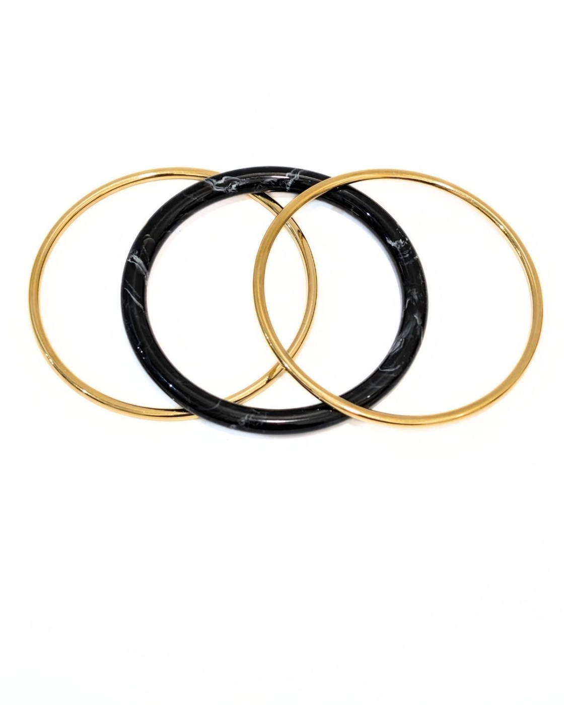 Bracelet manchette résine et acier noir