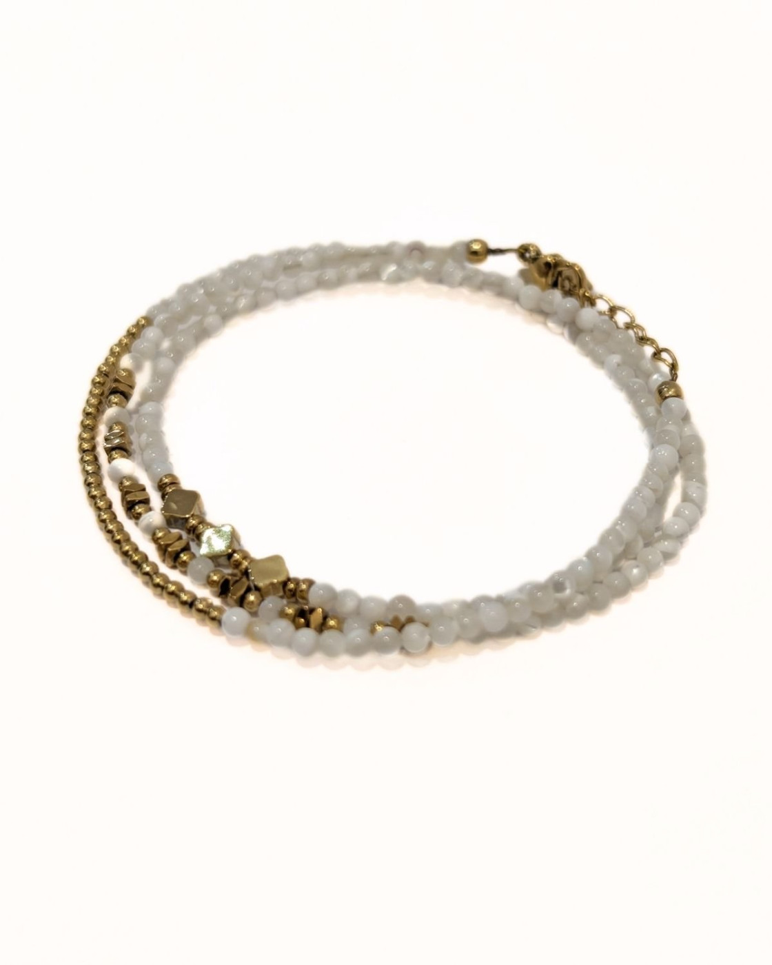 Bracelet femme acier doré et pierres blanches Marcella