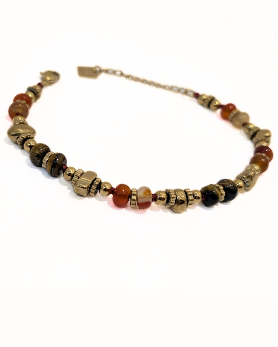 Bracelet femme acier doré et pierres terracotta Mirany