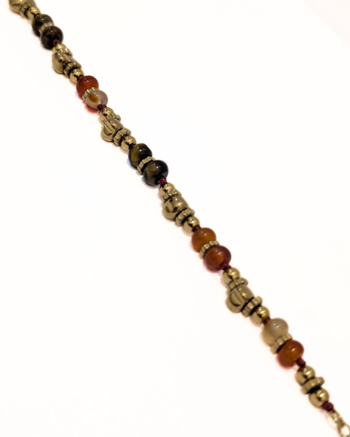 Bracelet femme acier doré et pierres terracotta Mirany