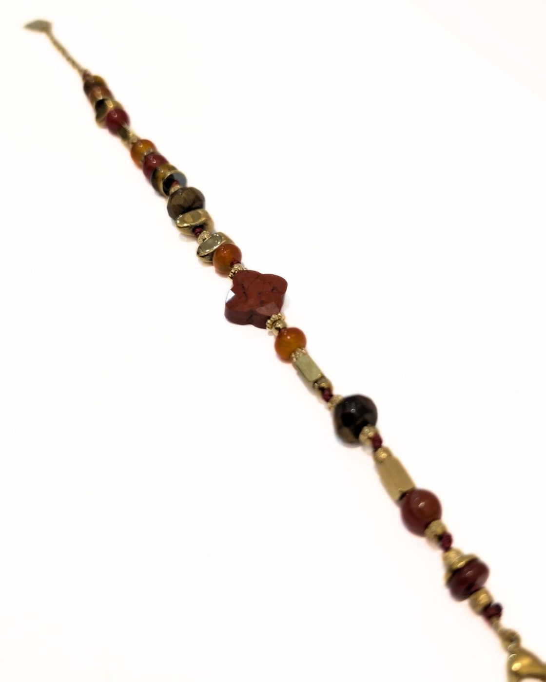 Bracelet femme acier doré et pierres terracotta Isalie