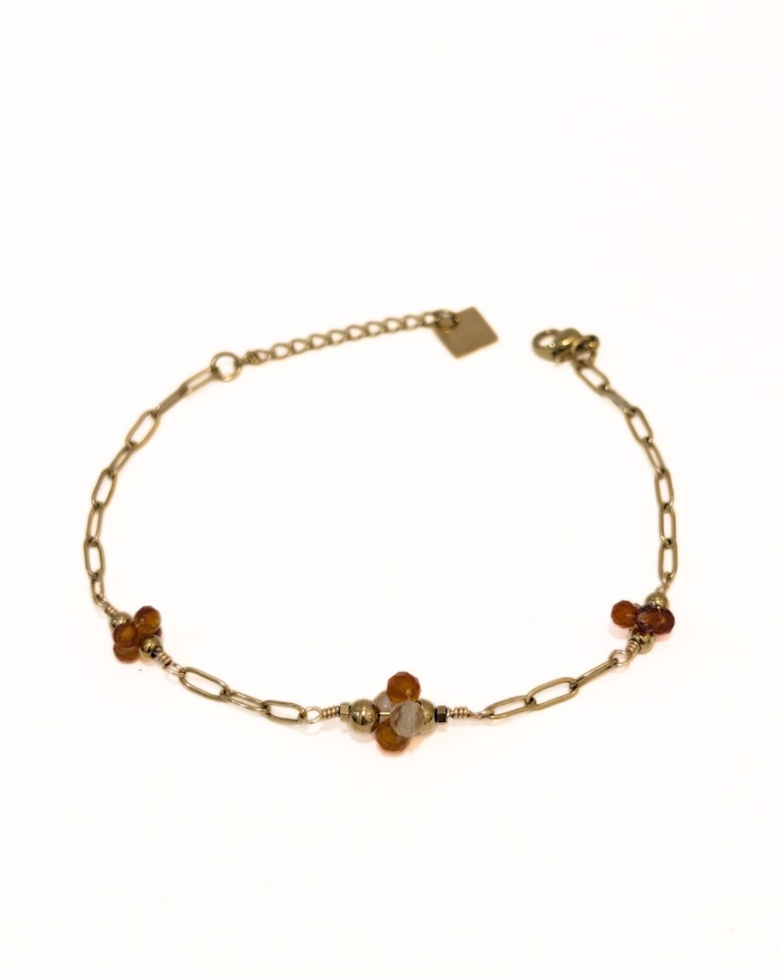Bracelet femme acier doré et perles terracotta Aurora